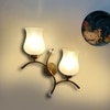 Devansh Metal Electric Wall Light in Gold Colour with White Shade Count of 2 Lights