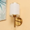 Eliante Cloth Shade Wall Lights Mild Steel & Glass Material Antique Gold & White Finish