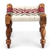 Riaza Sheesham Wood Vintage Set of 2 Stools in Multicolour Chindi & White Rope Canning