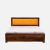 Melba Solid Sheesham Wood  King Size Hydrolic Storage Upholstered  Bed In Provincial Teak Finish