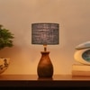 Devansh Grey Jute Table Lamp With Wood Natural Base (7X13 Inches)-20