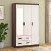 Miller 3 Door 2 Drawers Wardrobe With Mirror and Lock in Two Tone Finish