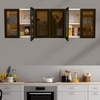 Aluminium Black Profile 6 Brown Tinted Glass Handless Shutters Wall Cabinet In Highland Pine Finish