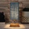 Flannery Turquoise Jute lamp with Square Natural Wood Base