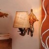 Devansh Metal Electric Wall Light in Antique Gold Colour with Beige Shade Count of 1 Light