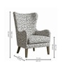 Carolina Printed Canvas Geometry Fabric Wing Chair in White Colour