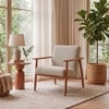 Arles Solid Wood Armchair In Natural Acacia Finish with Stone Boucle Colour