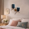 Devansh Metal Electric Wall Light in Gold Colour with Blue Shade Count of 2 Lights