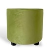 Lisbon Pine Wood Contemporary Ottoman Pouffee in Pear Green Velvet