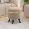 BLUEWUD Noah Round Engineered Wood Multipurpose Ottoman Pouffes Stool/Sitting Furniture Footrest Seat Pouf Puffy Foam Foot Stool with 4 Legs for Living Room Decor Home Furniture (Off-White)