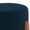 Nicole Stool In Amber Walnut Finish With Blue Micro Velvet Colour