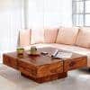 Montreal Sheesham Wood Contemporary Square Coffee Table In Pine Finish