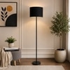 Fionn Black Cotton Floor Lamp with Solid Wood