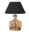 Alexandro Amber Lustere Glass And Wood Table Lamp With Black Cotton Shade