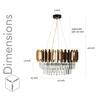 PHANTOM 9 Light Brass Finish Metal and Crystal Chandelier