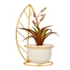 Red And Green Artificial Plant With White And Gold Ceramic Pot