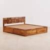 Baare Solid Wood King Size Box Storage Bed In Natural Teak Finish
