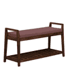 Roros Solid Wood Shoe Rack with Seating in Walnut Brown finish