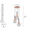 Hirst 3 Light Cascade Ceiling Pendant In Rose Gold And Black Finish Metal With Textured Clear Glass Shades