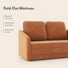 Kobi 2 Seater Fold Out Sofa Cum Bed in Burnt Orange Colour with topper