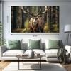 The Castle Decor Majestic Deer 5 Panel Wall Art Wooden Framed 27x48 Inch