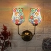 Devansh Metal Electric Wall Light in Gold Colour with Multicolor Shade Count of 2 Lights