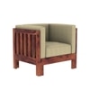 Prashiv 1 Seater Wooden Sofa (Creame Colour, Teak Finish)