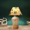 Devansh Conical Multicolor  Cotton Shade  Lamp With  Wood & Mosaicglass Base For Decoration /Office/Home/Gifting/Study For Decoration /Office/Home/Gifting/Study -(10X10X14.5) Inches -