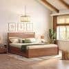 Karya Engineered Wood Queen Size Box Storage Bed In Wheat Brown Walnut Finish