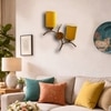 Devansh Metal Electric Wall Light in Gold Colour with Yellow Shade Count of 2 Lights