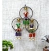 Desert Art Metal Handpainted Three Ring Musician Wall Hanging in Multicolour