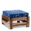 Amber Rosewood Foot Stool with Indigo Patch Kantha Cushion