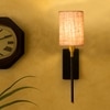 Devansh Metal Electric Wall Light in Black Colour with Beige Shade Count of 1 Light