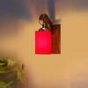 Devansh Solid Wood Electric Wall Light in Brown Colour with Red Shade Count of 1 Light