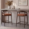 Zen Solid Wood Bar Stool (Danish Walnut Finish, Rust Boucle Colour)