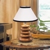 Devansh White & Black  Cotton Table Lamp With Wood  Pebble Lamp  (10X10X15) Inches