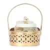 Bird Print Metal Jar With Basket Set Of 3 In Multicolor Colour