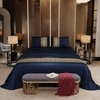 Stoa Paris Satin Bedsheet for Super King Bed (274 cm x 274 cm) with 2 Pillow Covers heet for Imperial Indigo Navy