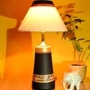 Table Lamp Black Earthen Handcrafted with White Shade (13x4.7")