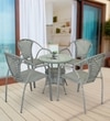 Esperance Wicker Table And Chair Set In White And Black Finish