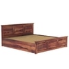 Stainfiled Solid Wood Queen Size Bed In  Hydraulic Storage Bed In Teak Finish