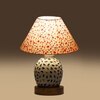 Devansh Conical Multi Cotton Shade Lamp With Wood & Mosaic Glass Base For Decoration/Office/Home/Gifting/Study For Decoration/Office/Home/Gifting/Study -(10X10X14.5) Inches -A