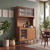 Klint Solid Wood Crockery cum Bar Cabinet in Amber Walnut Finish