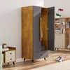 Hexa Red Wooden 2 Door Wardrobe with Drawer and Hanging Space in Giant Wood and Slate Grey Colour