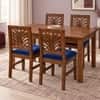 Globally Indian Mayura Solid Sheesham Wood 4 Seater Dining Table Set 4 Chairs Navy Blue