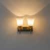 AURORA Modern Brass Wall Light with Frosted White Glass Shades