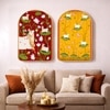 Pichwai Cow and Flowers Wall Art Painting Set of 2 with Gold Frame 16 x 24 Inch
