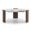 Kanso Hexagon Toronto Marble And Solid Wood Coffee Table In Danish Walnut Finish