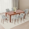 Atlas Solid Wood 6 Seater Dining Table With 6 Rochelle Lounge Chairs (Finish : Honey, Chair Colour : Adrian Velvet)