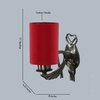Devansh Metal Electric Wall Light in Antique Gold Colour with Red Shade Count of 1 Light